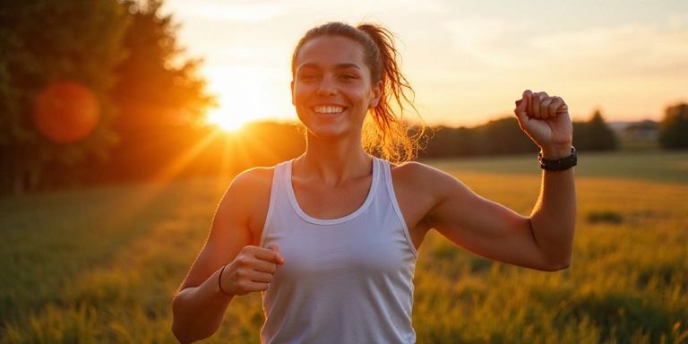 Energetic person exercising outdoors, symbolizing natural energy boost
